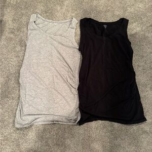 Gray and Black Maternity Gap Tank Tops